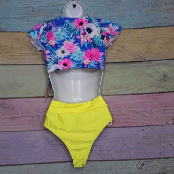 Women's 2 Piece Floral High Waist Bikini Swimsuit Small - Picture 5 of 5